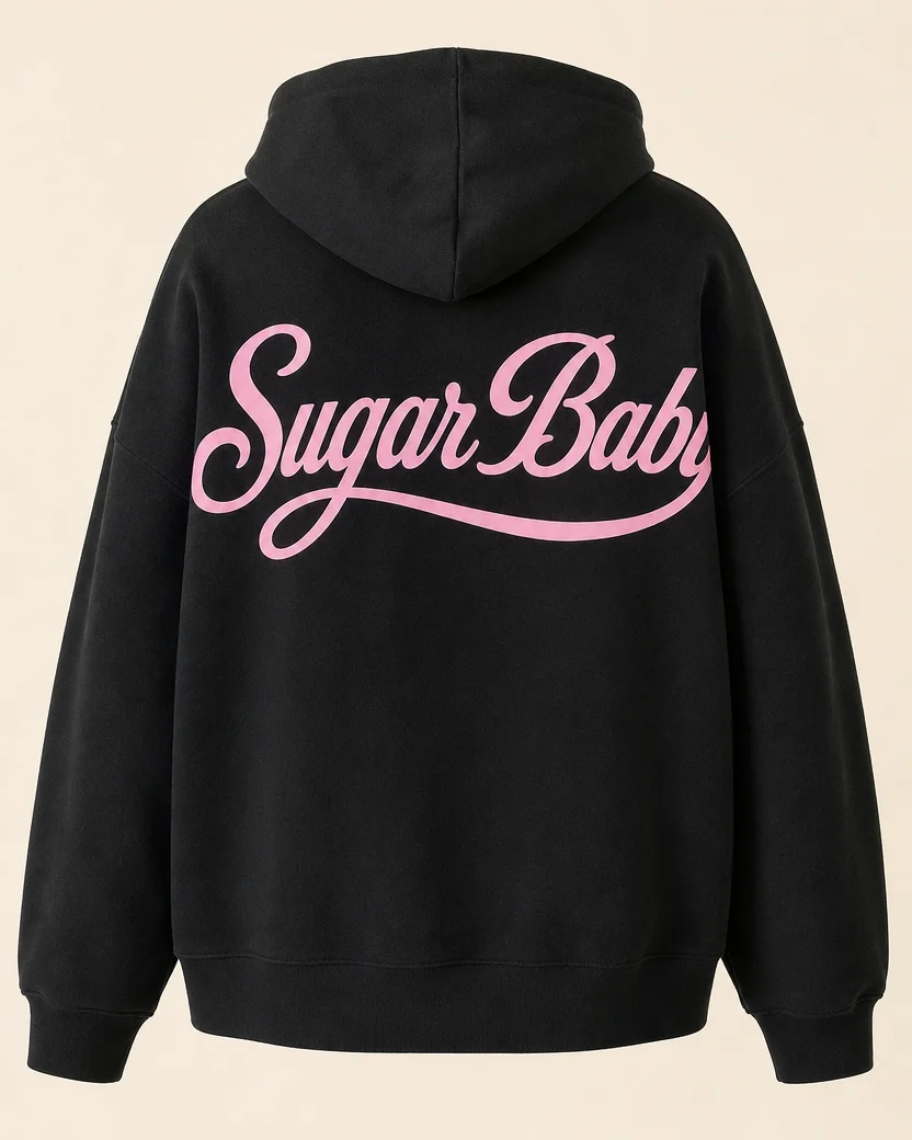 Sugar Baby Script Back Print Hoodie