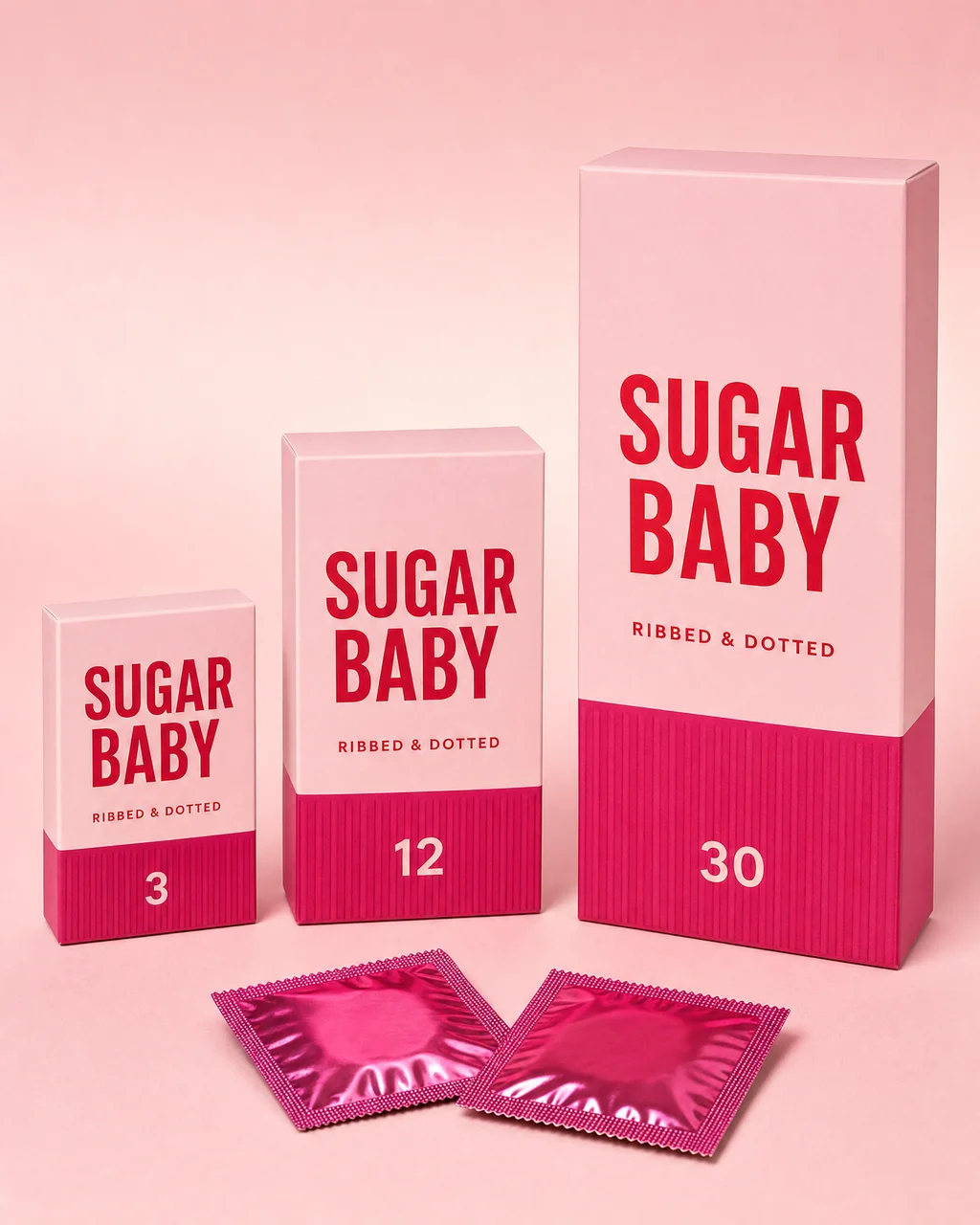Sugar Baby Ribbed & Dotted Condoms